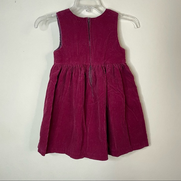 VTG 90’s Girls Corduroy House Embellished Burgundy Wine Girl’s Jumpsuit Dress 6 - Picture 3 of 9
